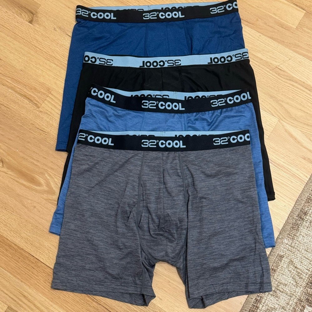 32 DEGREES COOL Mens 4-PACK Quick Dry Performance Boxer Brief size L